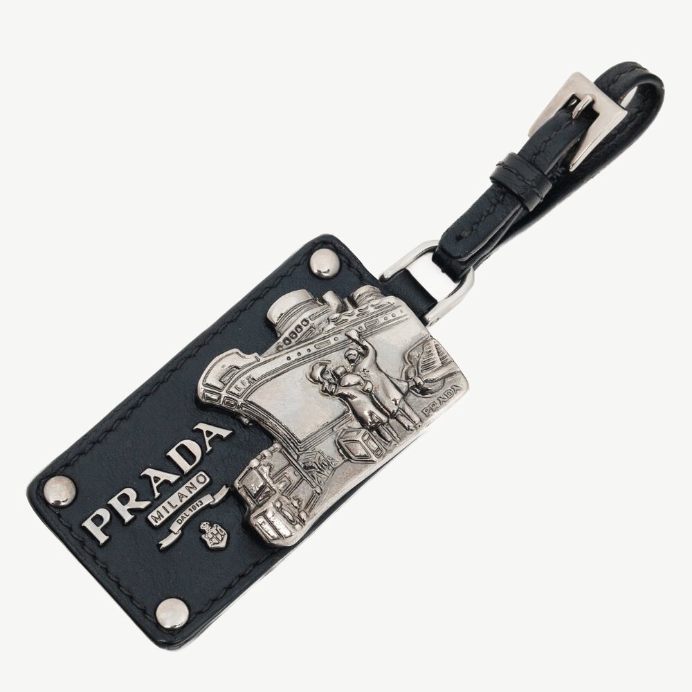 Prada Black Leather SHW Ship-Motif Bag Charm